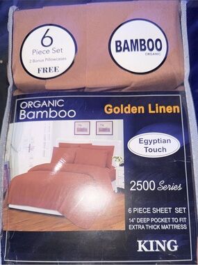 BAMBOO Golden Linen King Sheet Set-Brown 9